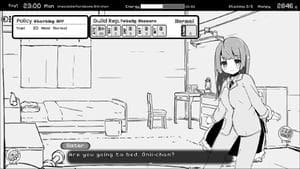 Escena de Living With Sister Monochrome Fantasy, juego 2D de Inusuku